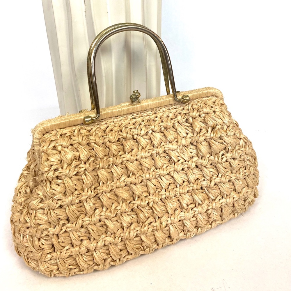 Vintage Raffia Satchel Bag